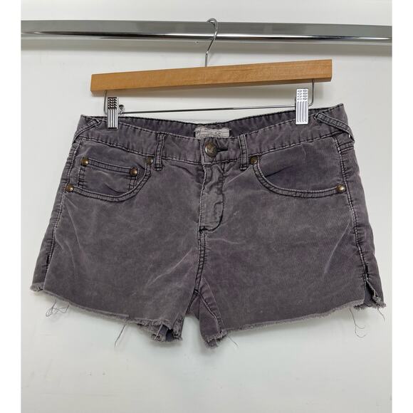 Free People Corduroy Cutoff Shorts Stone Washed Purple Maroon Size 26 - Picture 2 of 8